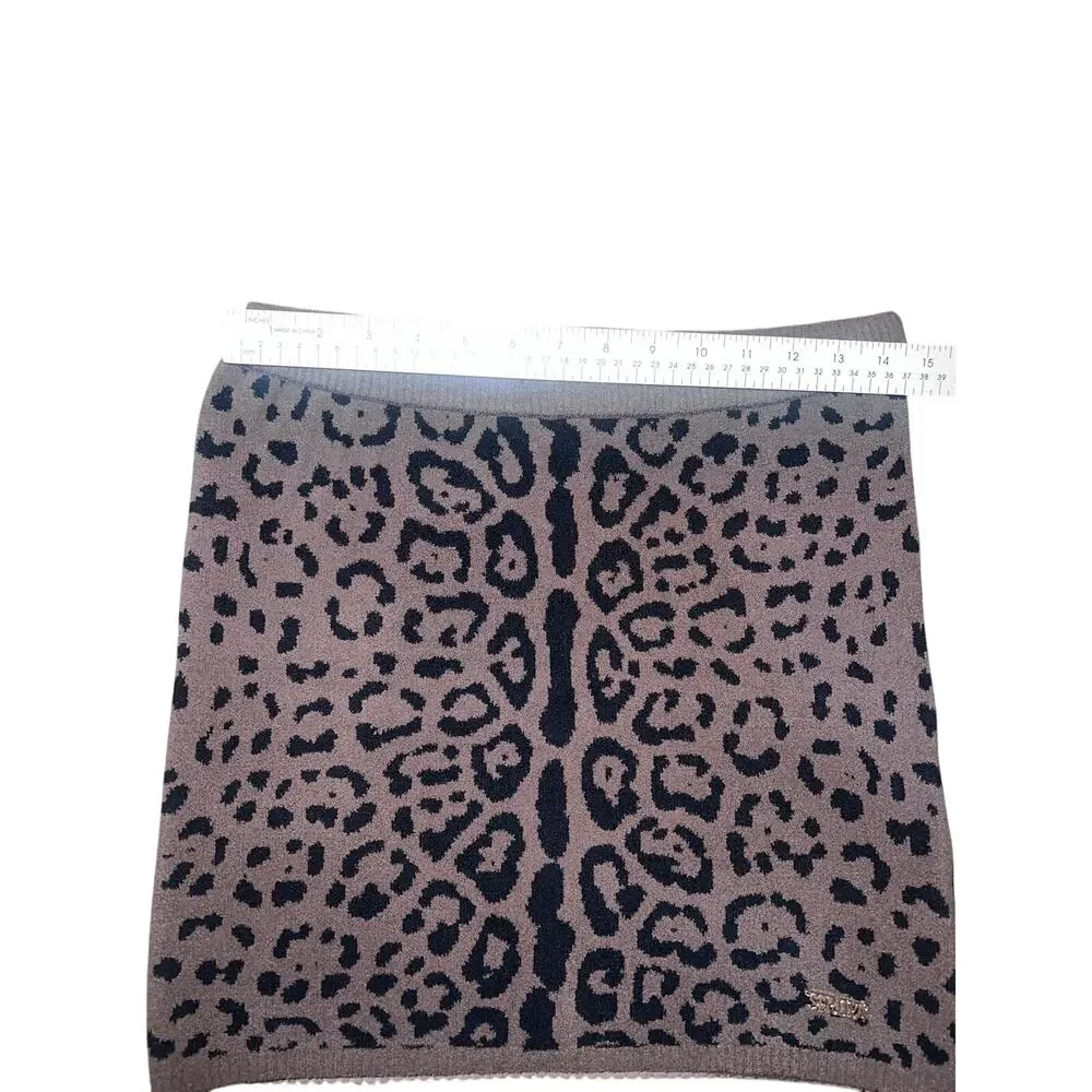 SER.O.YA Leopard Print Knit Mini Skirt Women’s M Taupe Black Pull On Stretch Y2K - Picture 6 of 6